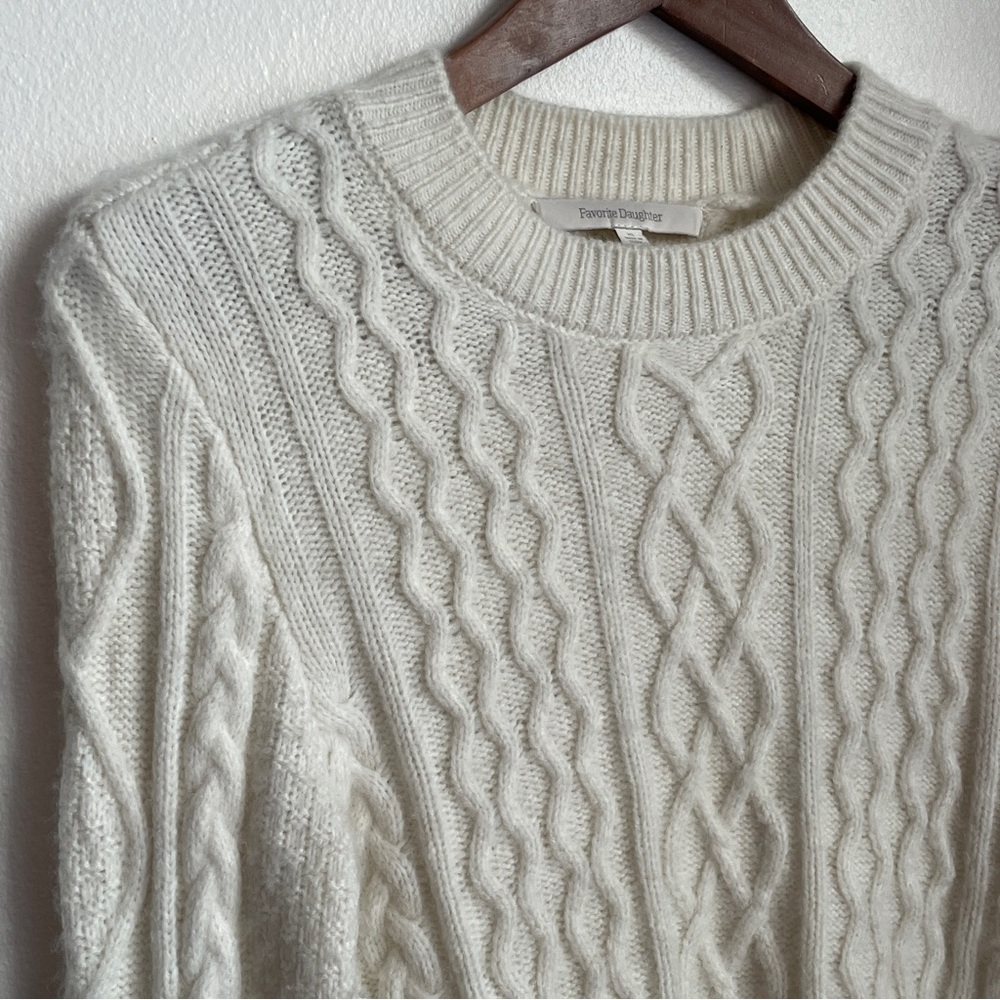 Favorite Daughter The Cable Pullover Sweater XS White Froth Wool Cashmere Luxury - Picture 12 of 12